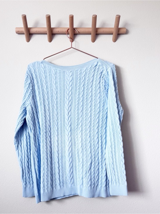 Lands' End Sweaters - Lands' End Baby Blue Cable Knit Boat Neck Sweater